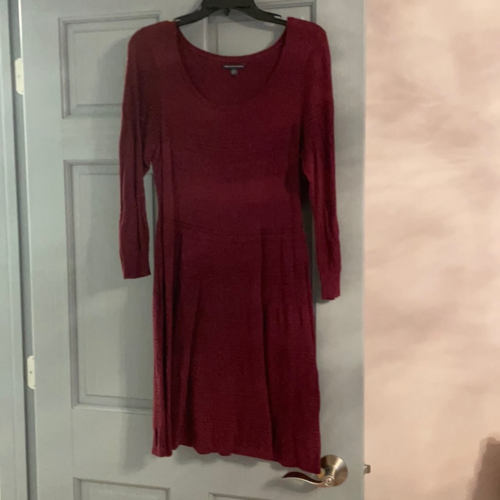 Quarter length sweater dress. Fit and flare.